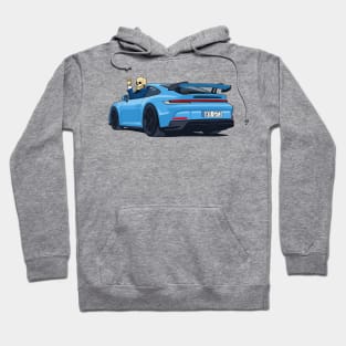 car 911 GT3 skull metal hands blue light Hoodie